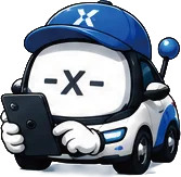 CAR-X-WEBのキャラクター（スマートフォンを持ったポーズ）