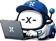 CAR-X-WEBのキャラクター（パソコンを操作するポーズ）